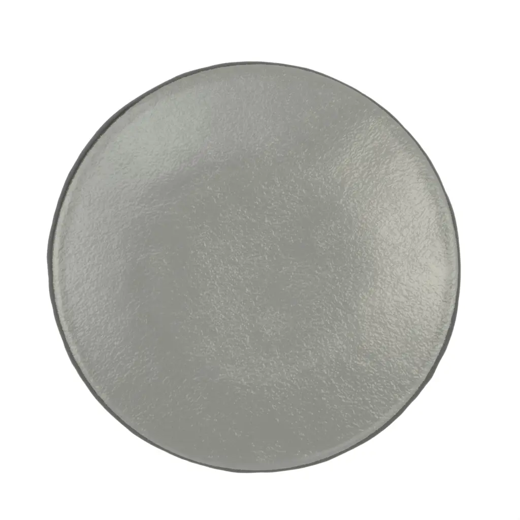 Mini Appetizer Plate in Gray Textured Glass - Catering Serveware - 3/4 View