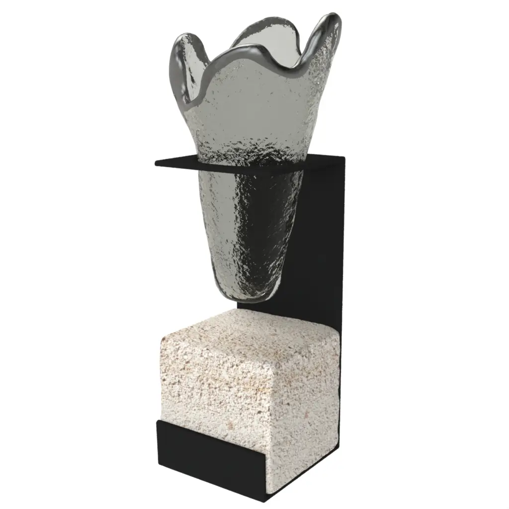 Modern Bud Vase in Gray Textured Glass - Table Accessories - 3/4 View