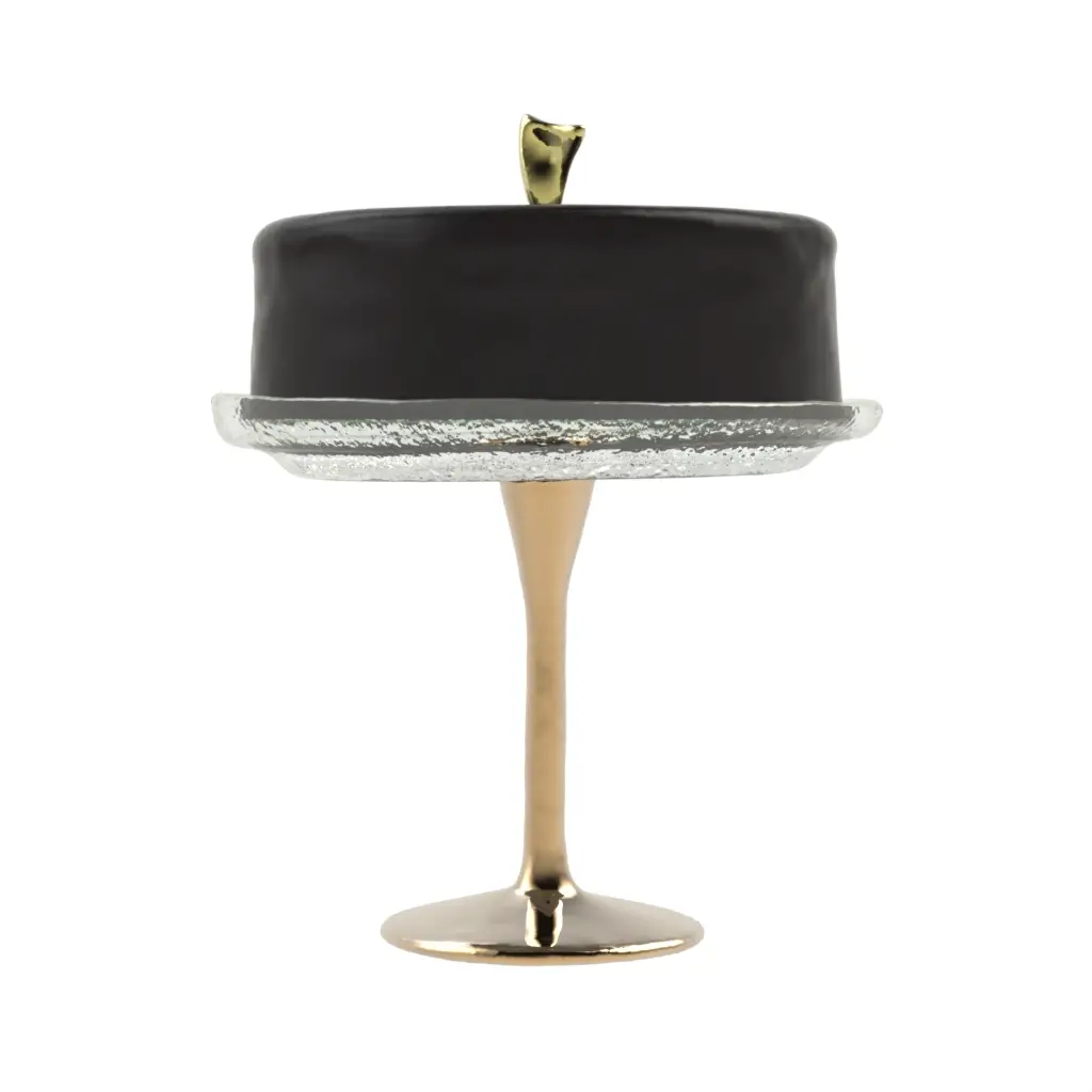 Modern Cake Stand With Dome in Black - Cake Stands - 3/4 View