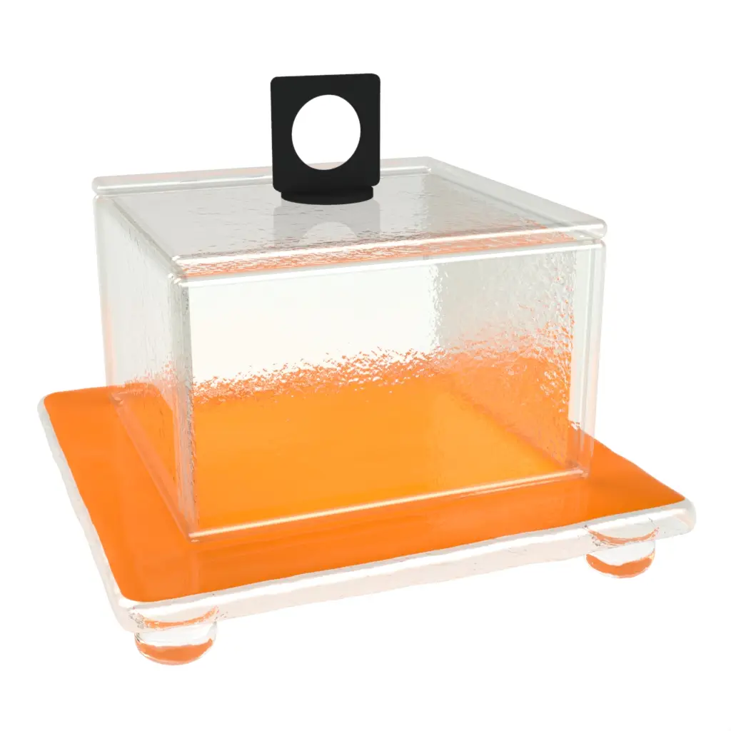 Modern Cake Stand With Dome in Saffron Orange - Cake Stands - 3/4 View