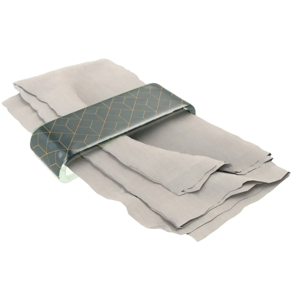 Modern Napkin Ring in Jungle Blue - Fine Dining Tableware - 3/4 View