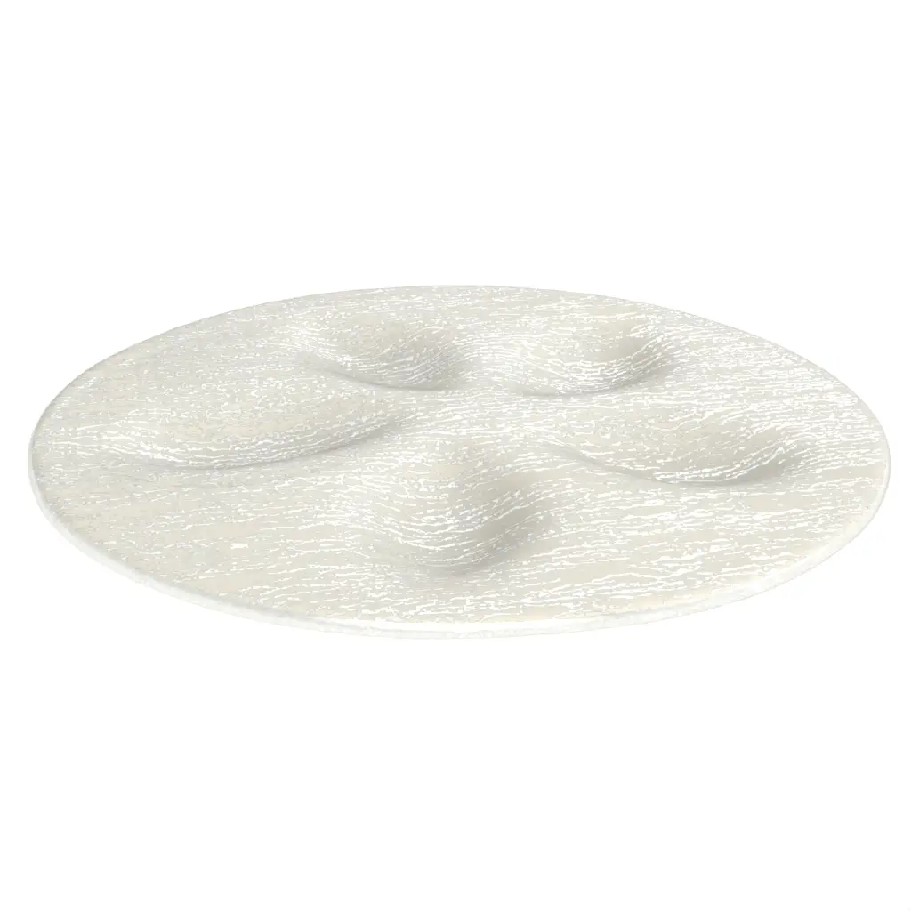 Modern Oyster Plate in Birch White - Specialty Dinnerware - 3/4 View