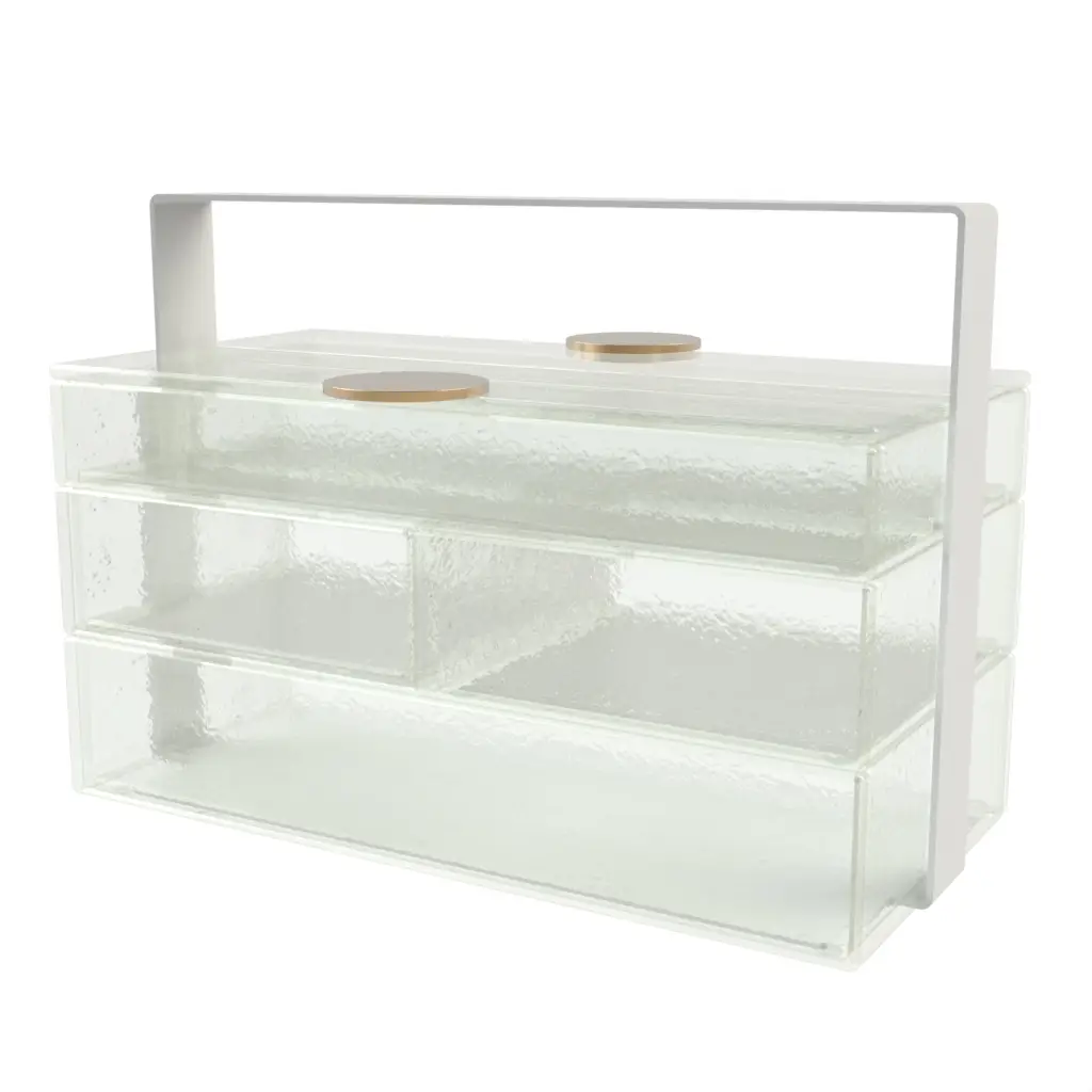 Modern Picnic Basket in Glass With Texture - Specialty Serveware - 3/4 View