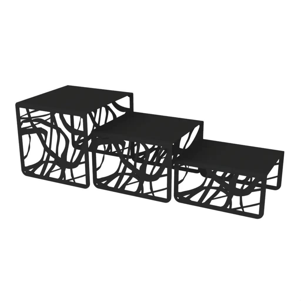 Nesting Risers in Black - Buffet Risers Stands - 3/4 View