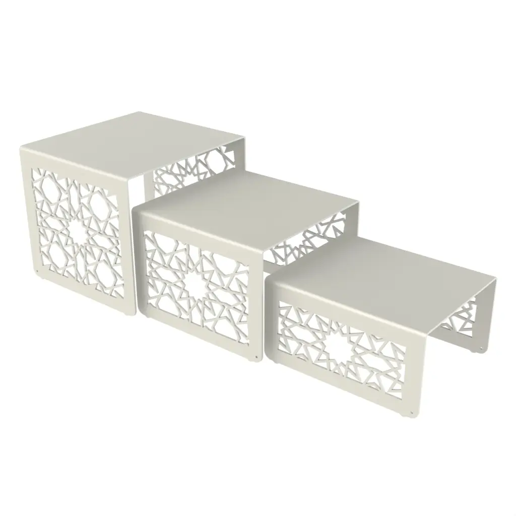 Nesting Risers in White - Buffet Risers Stands - 3/4 View