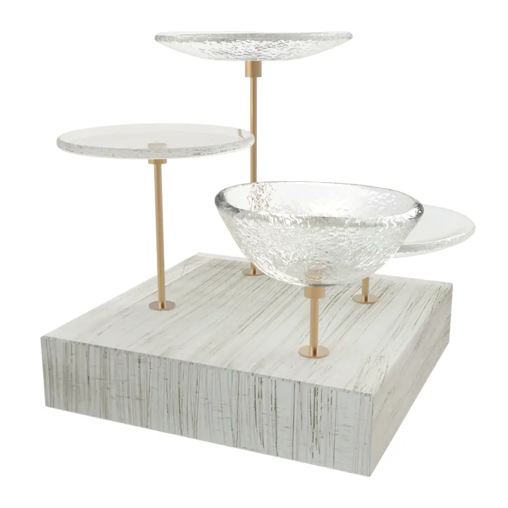 Nut Bowl Set in Glass With Texture - Snacks Serveware - 3/4 View