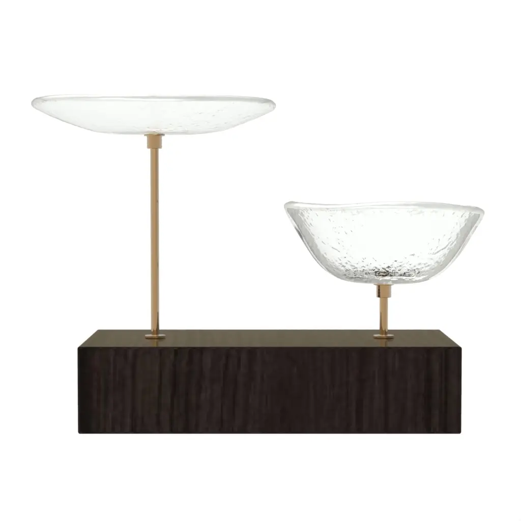 Nut Bowl Set in Glass With Texture - Snacks Serveware - 3/4 View