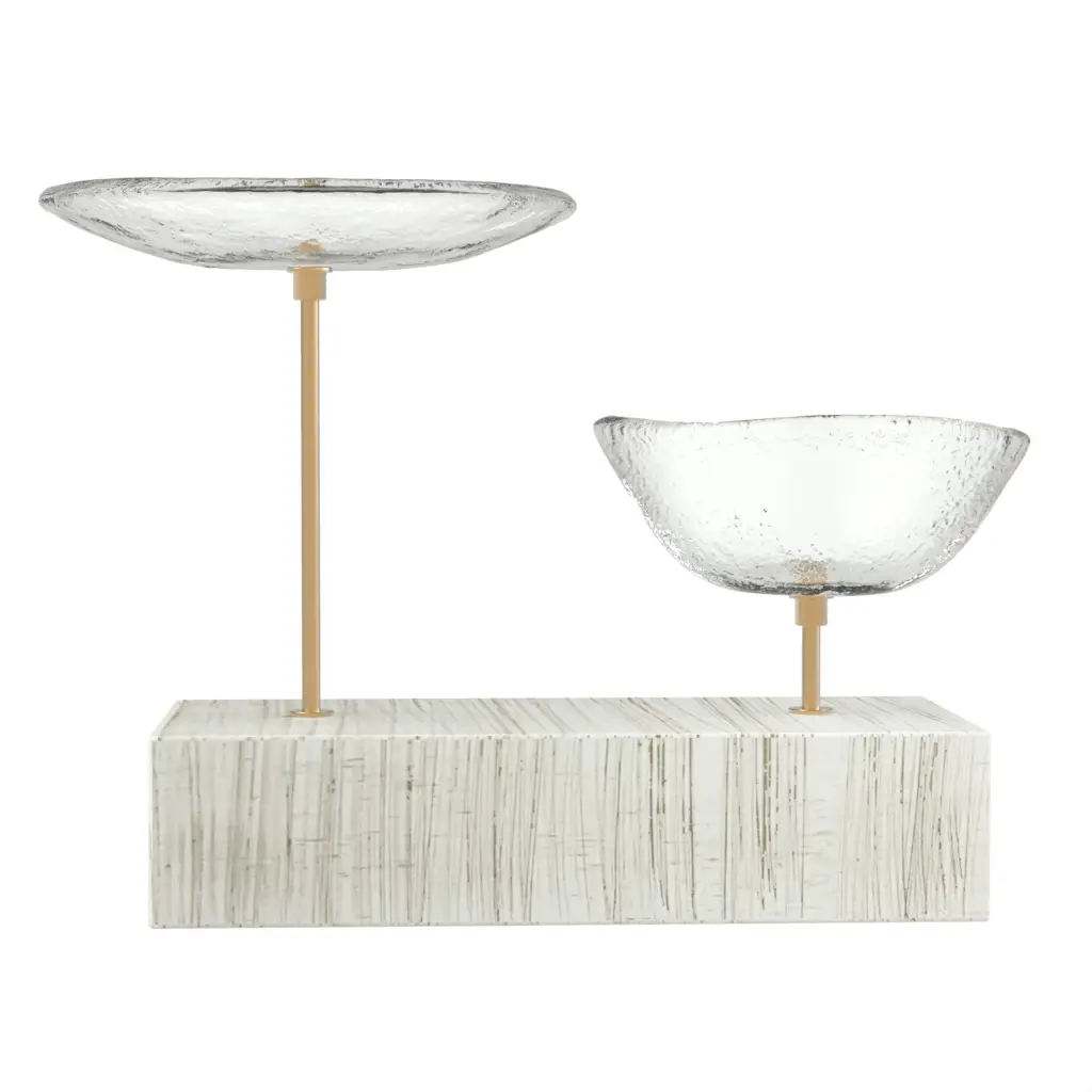 Nut Bowl Set in Glass With Texture - Snacks Serveware - 3/4 View