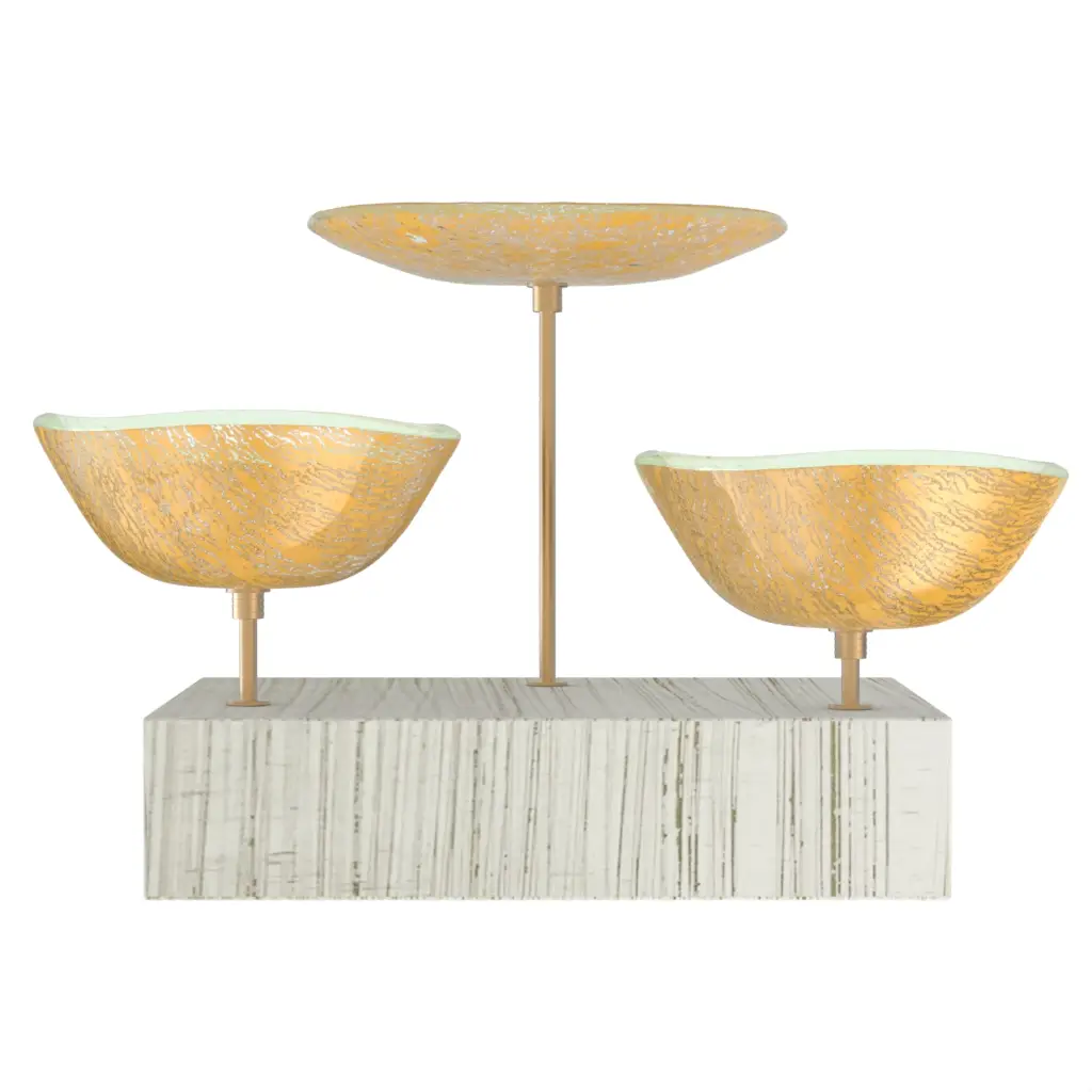 Nut Bowl Set in Matte Gold - Snacks Serveware - 3/4 View