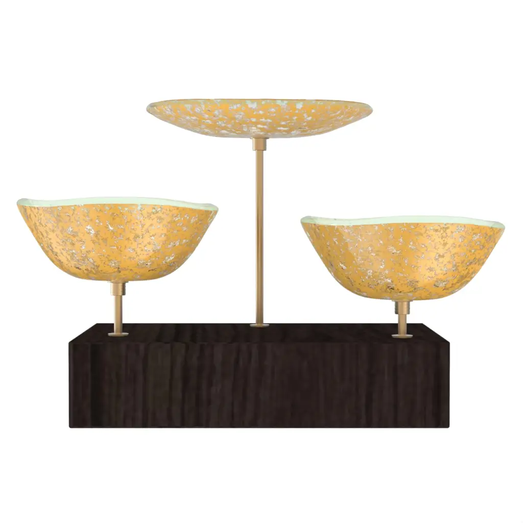 Nut Bowl Set in Matte Gold - Snacks Serveware - 3/4 View