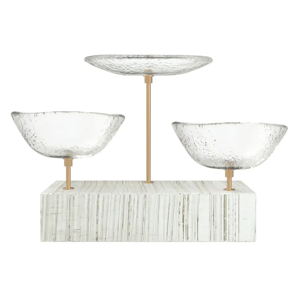 Nut Bowl Set in Glass With Texture - Snacks Serveware - 3/4 View