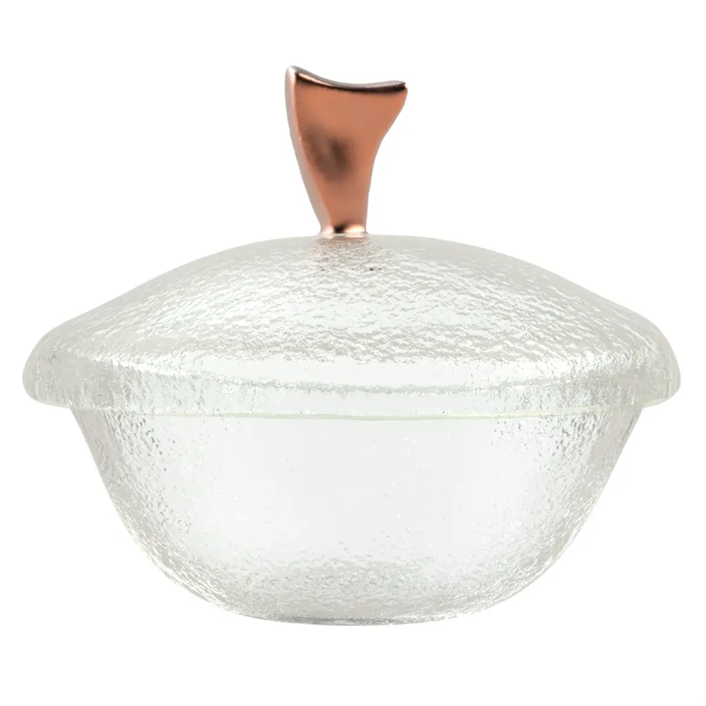 Nut Bowl With Lid in Glass With Texture - Snacks Serveware - 3/4 View