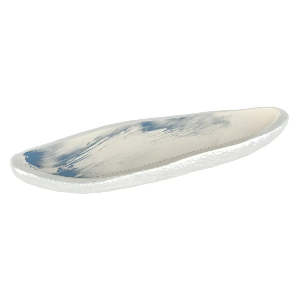 Olive Boat Serving Dish in Niagara Blue - Snacks Serveware - 3/4 View