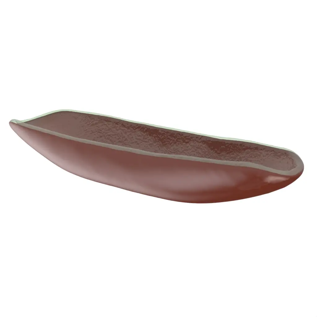 Olive Boat Serving Dish in Cognac Brown - Snacks Serveware - 3/4 View