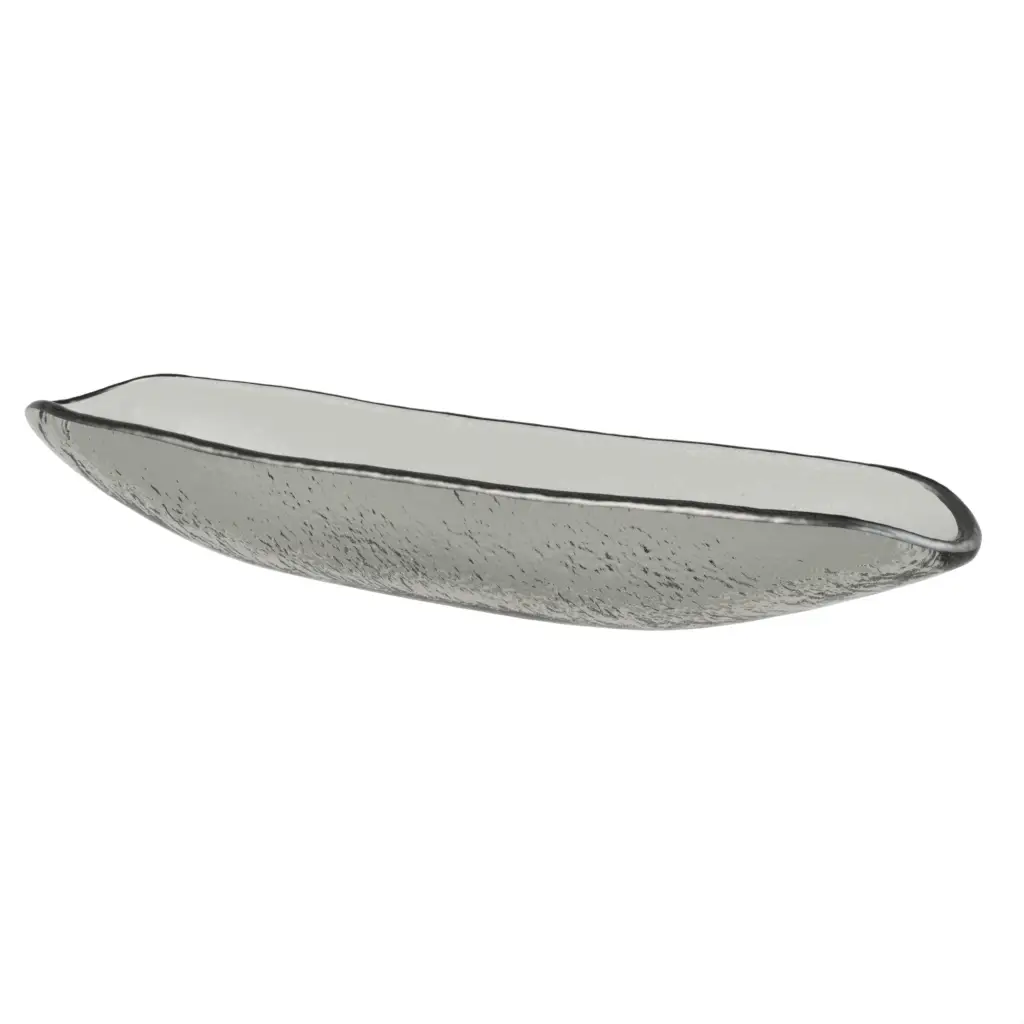 Olive Bowl in Gray Textured Glass - Snacks Serveware - 3/4 View
