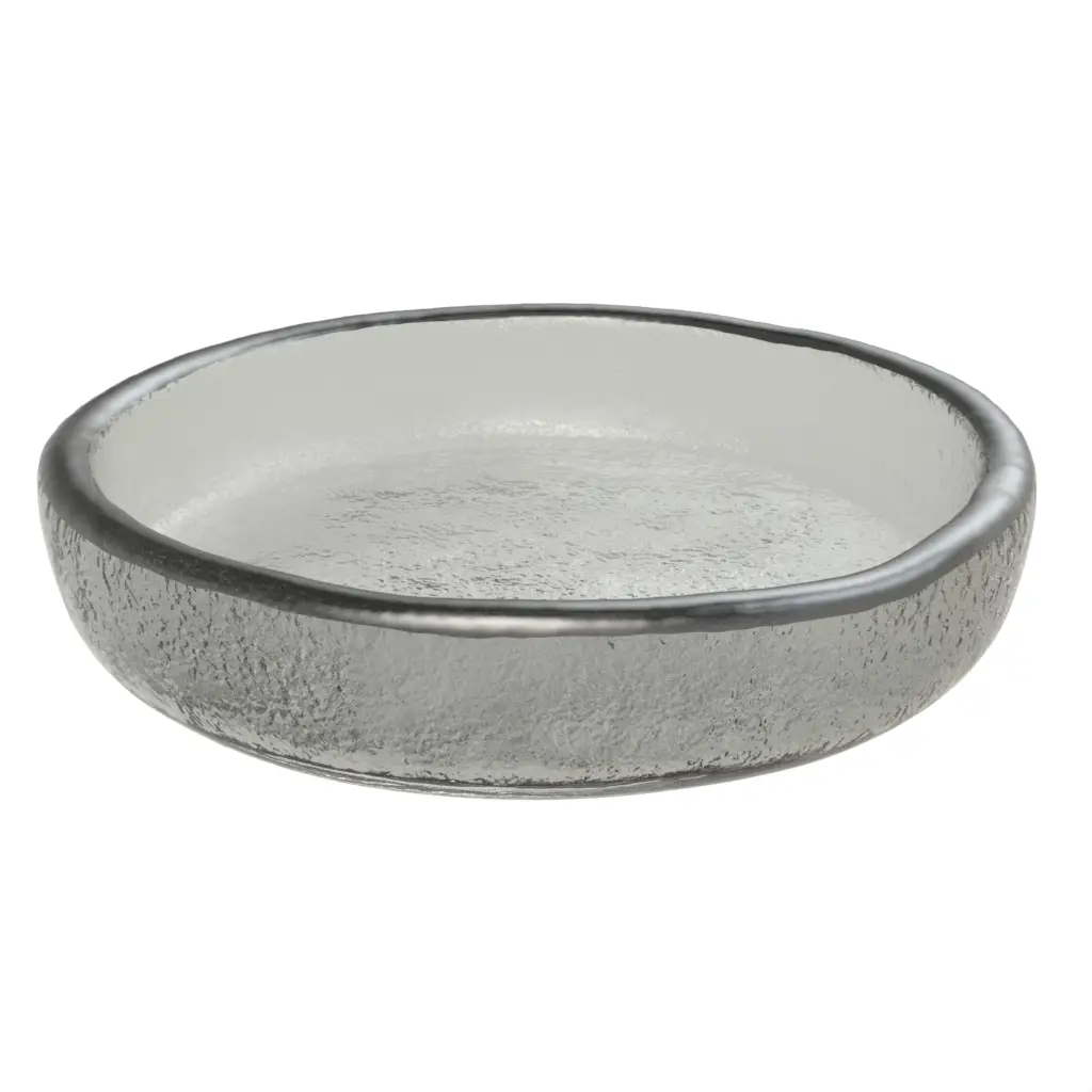 Olive Dish in Gray Textured Glass - Snacks Serveware - 3/4 View