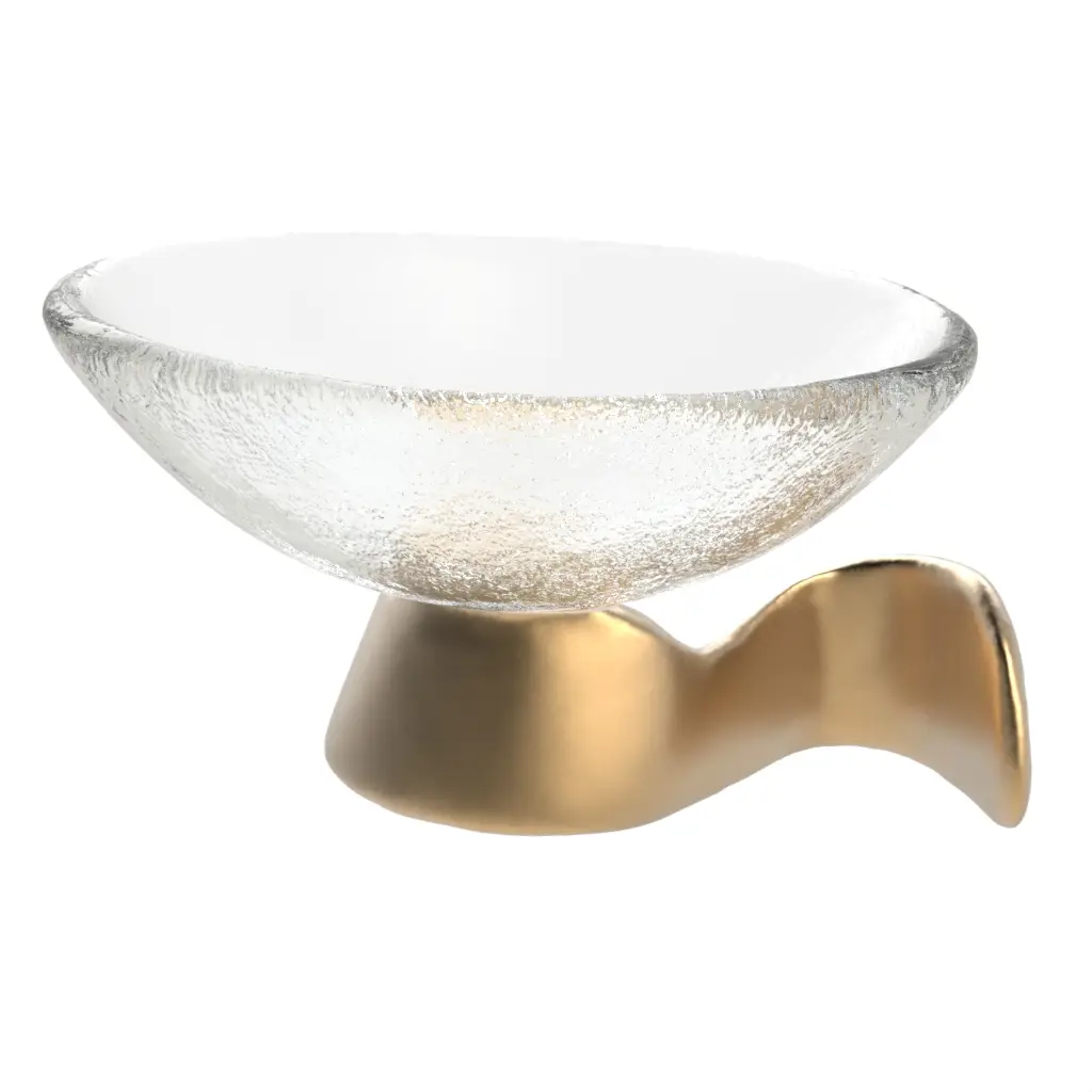 Olive Serving Dish in Glass With Texture - Snacks Serveware - 3/4 View