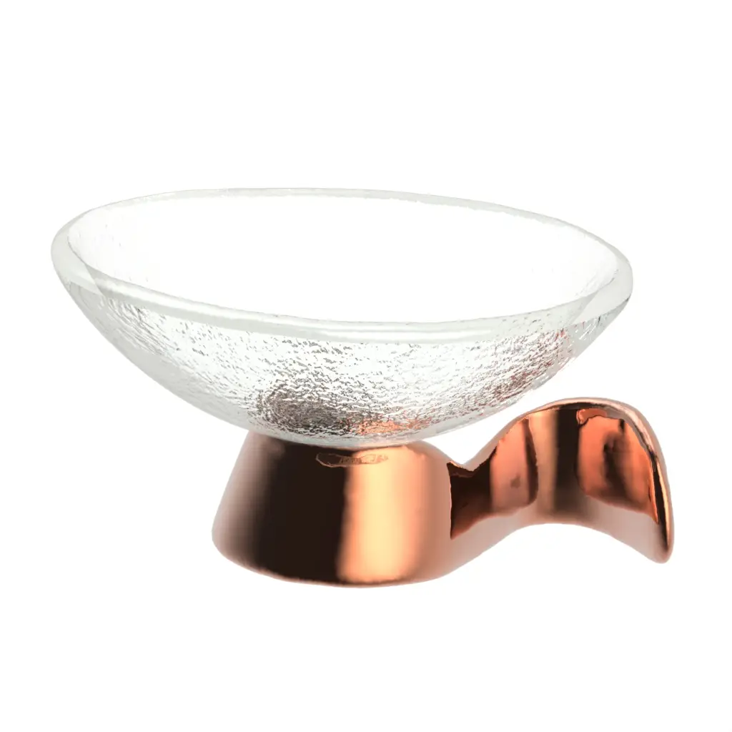 Olive Serving Dish In Glass With Texture - Snacks Serveware - 3/4 View