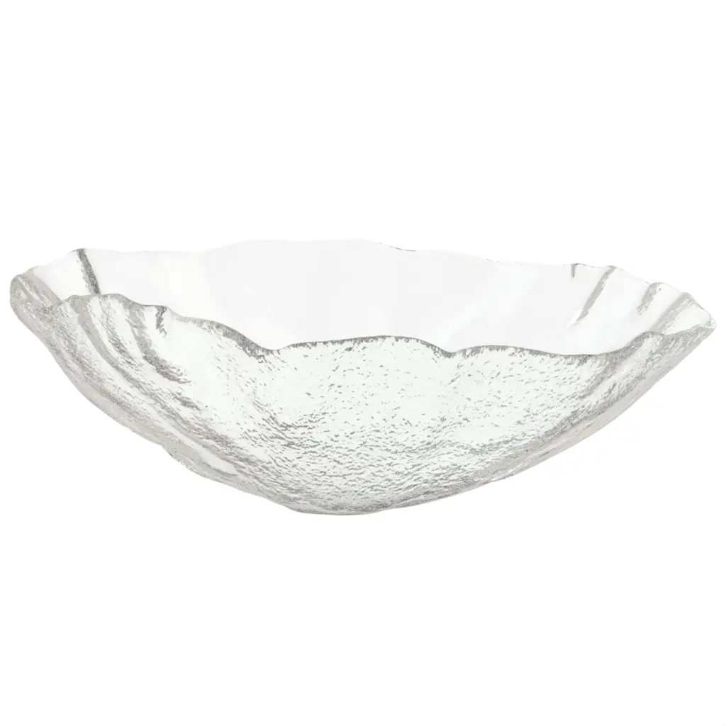 Oversized Glass Bowl in Glass With Texture - Extra Large Serving Platters & Bowls - 3/4 View