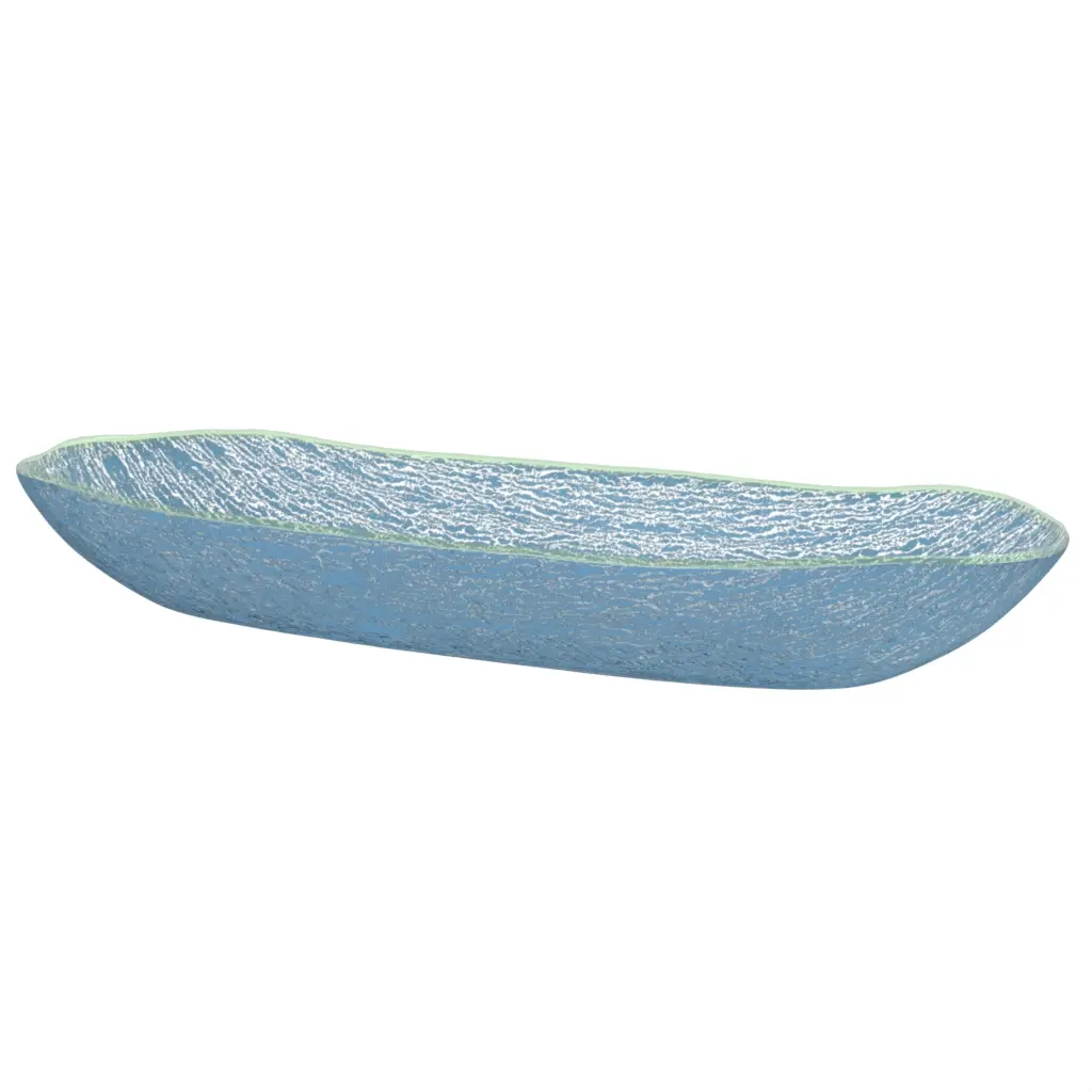 Oversized Glass Bowl in Niagara Blue - Organic Plates - 3/4 View