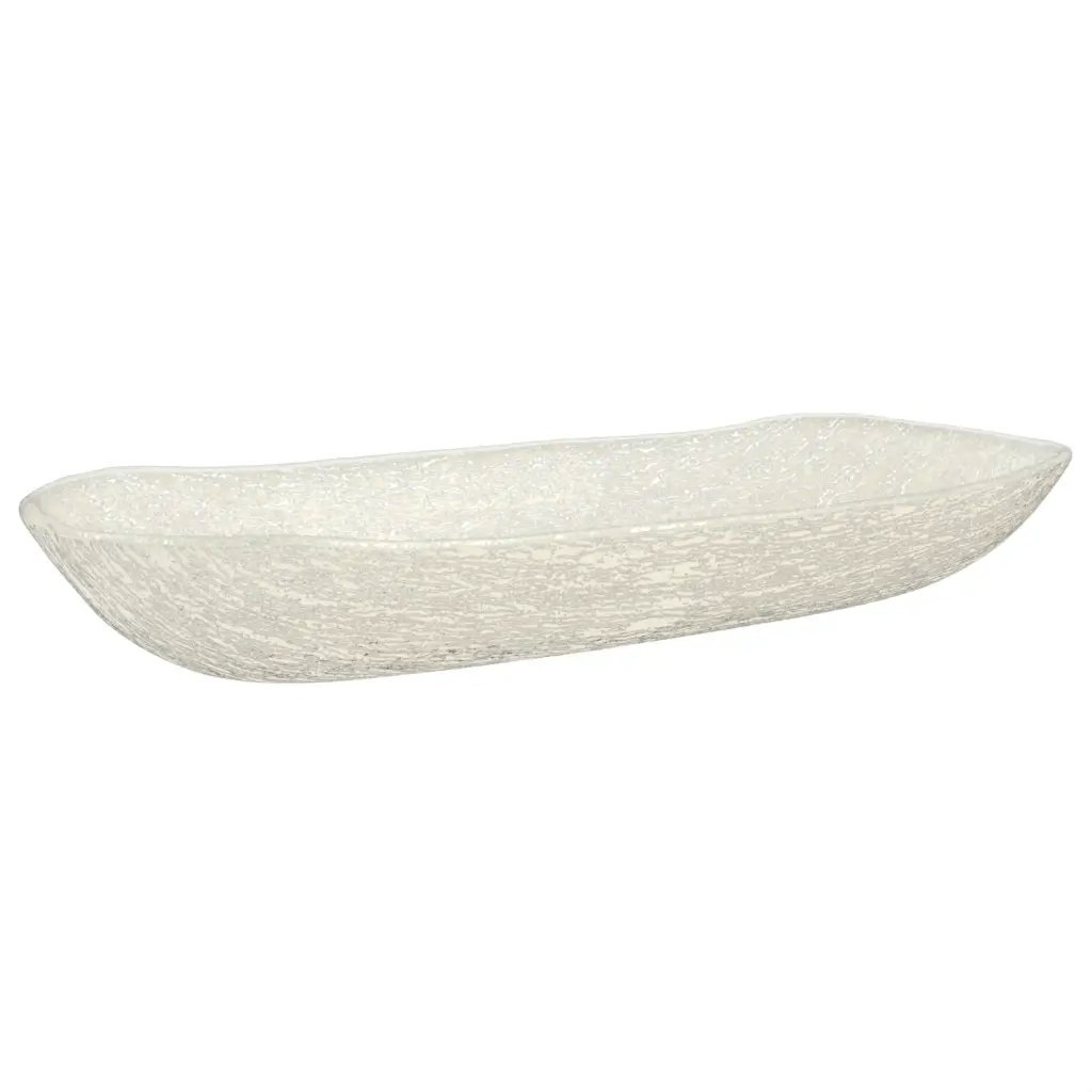 Oversized Glass Bowl in Birch White - Organic Plates - 3/4 View