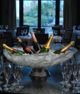 refined champagne presentation glass champagne bowl on foot MyGlassStudio