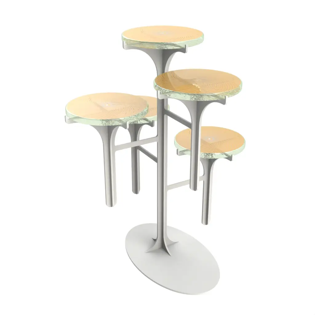 Petit Four Stand in Matte Gold - Tea Stands - 3/4 View
