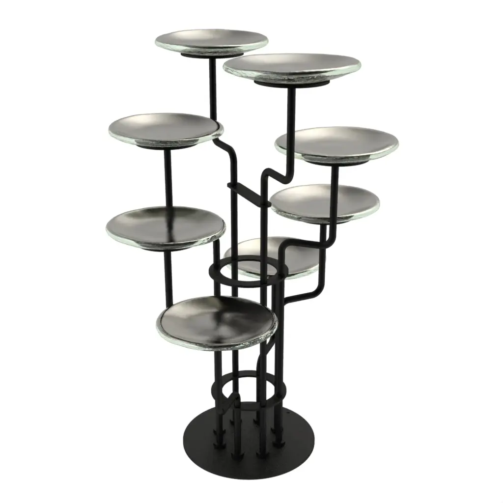 Petit Four Stand in Platinum Silver - Tea Stands - 3/4 View