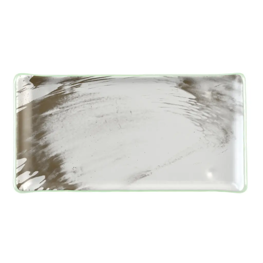 Rectangular Appetizer Plate in Light Silver Gray - Side Plates - 3/4 View