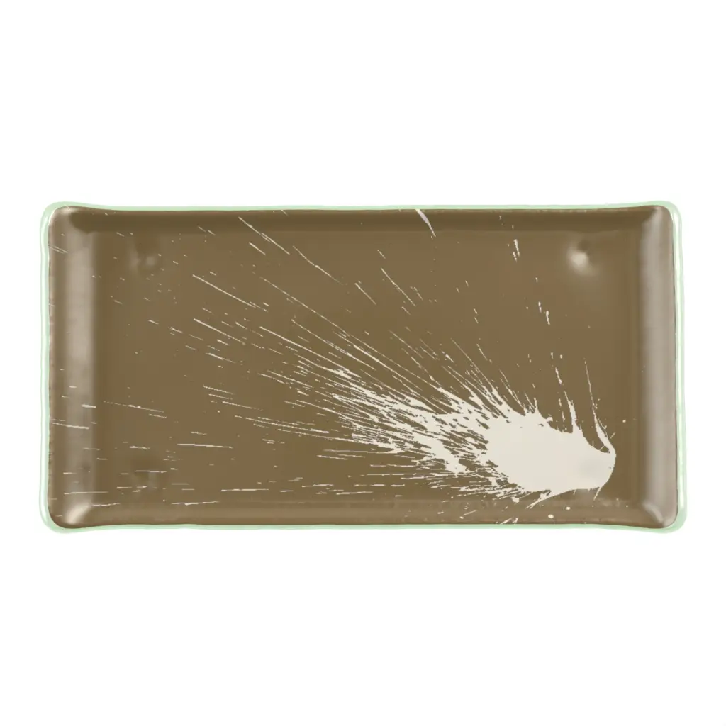 Rectangular Appetizer Plate in Olive Gray - Side Plates - 3/4 View