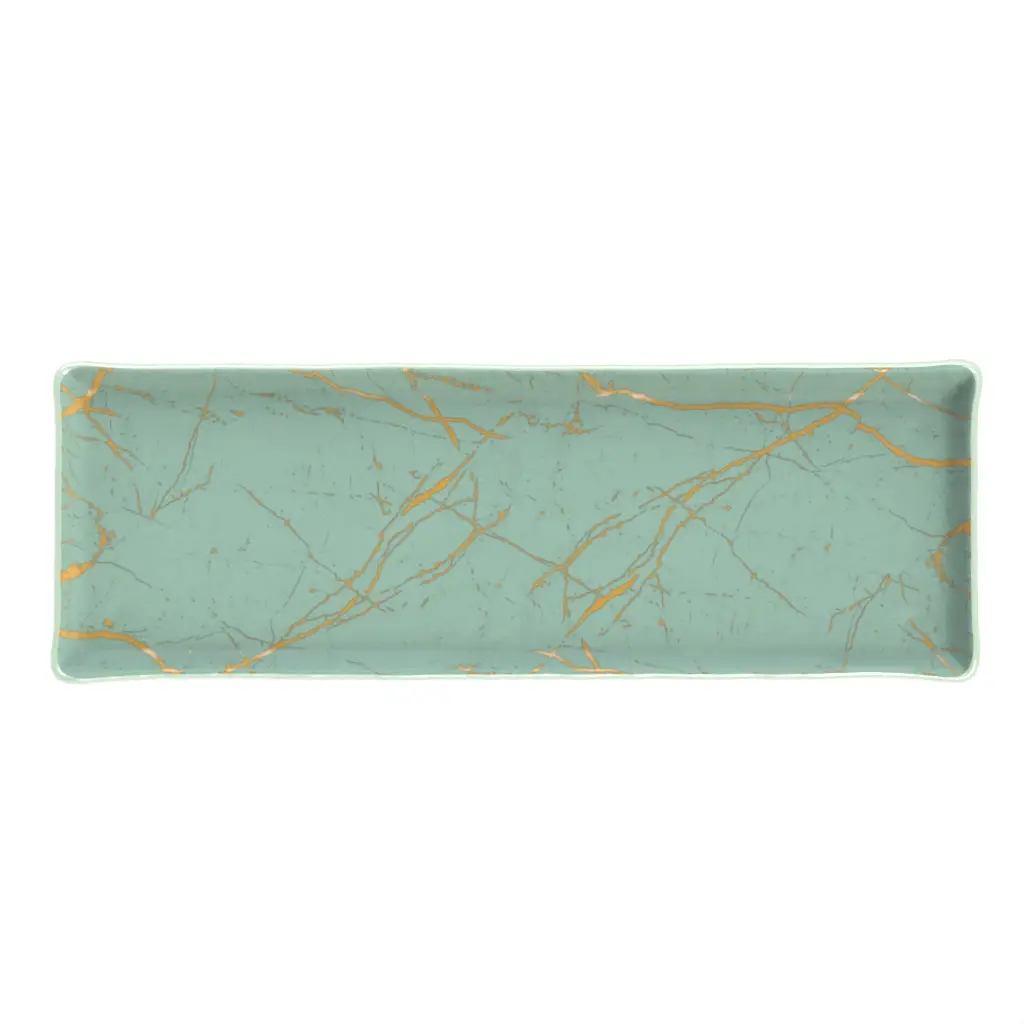 Rectangular Serving Platter in Teal Turquoise - Buffet Serveware - 3/4 View