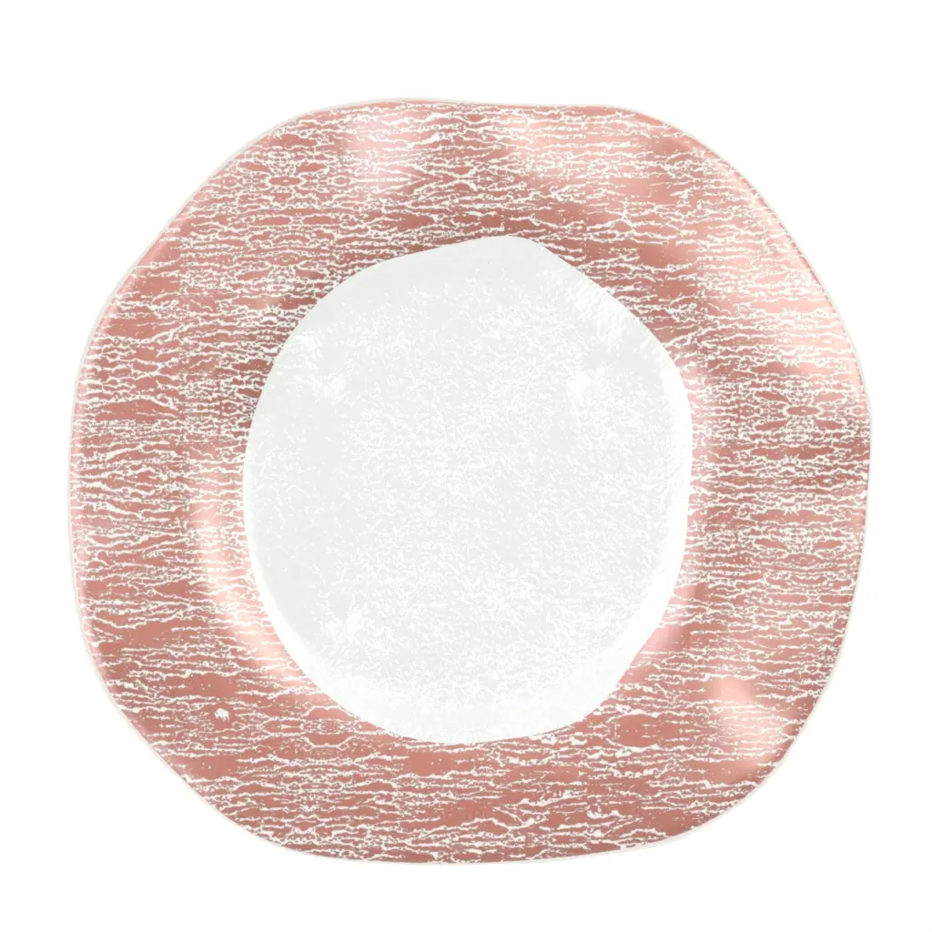 Rose Gold Dessert Plate in Light Salmon Pink - Restaurant Plates - 3/4 View