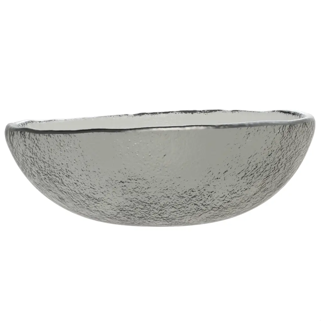Salad Serving Bowl in Gray Textured Glass - Buffet Serveware - 3/4 View