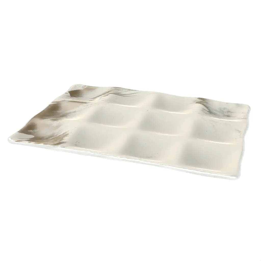 Sectioned Serving Platter in Birch White - Serving Dishes - 3/4 View