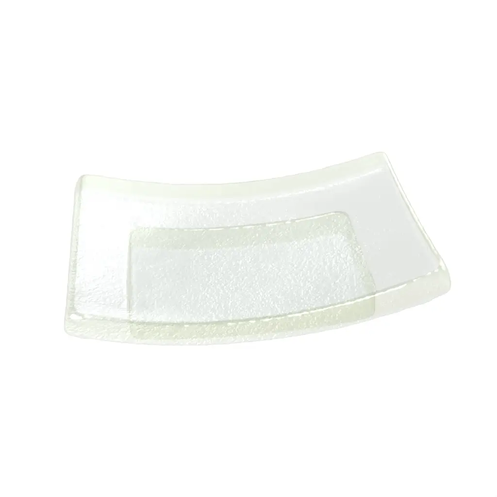 Small Butter Dish in Glass With Texture - Bread & Butter - 3/4 View