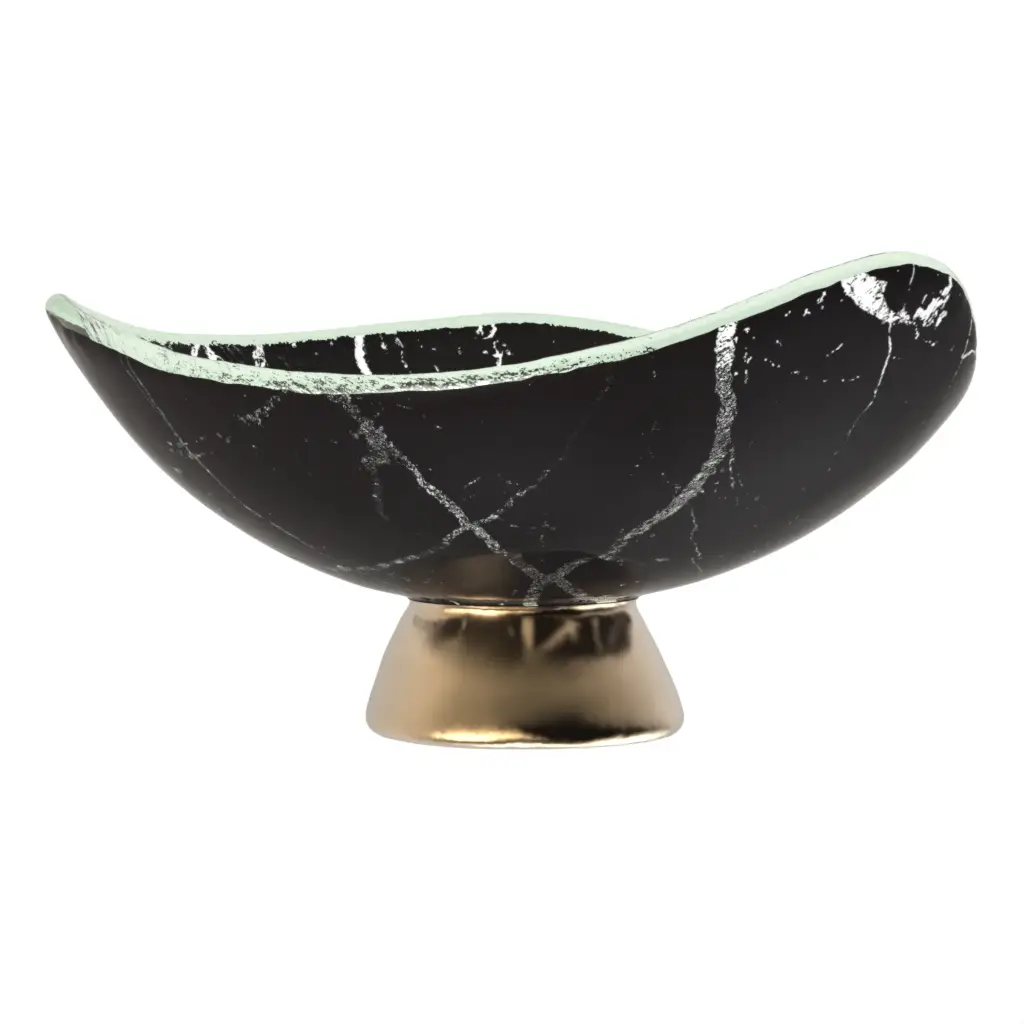 Small Footed Bowl in Black - Welcome Amenities - 3/4 View