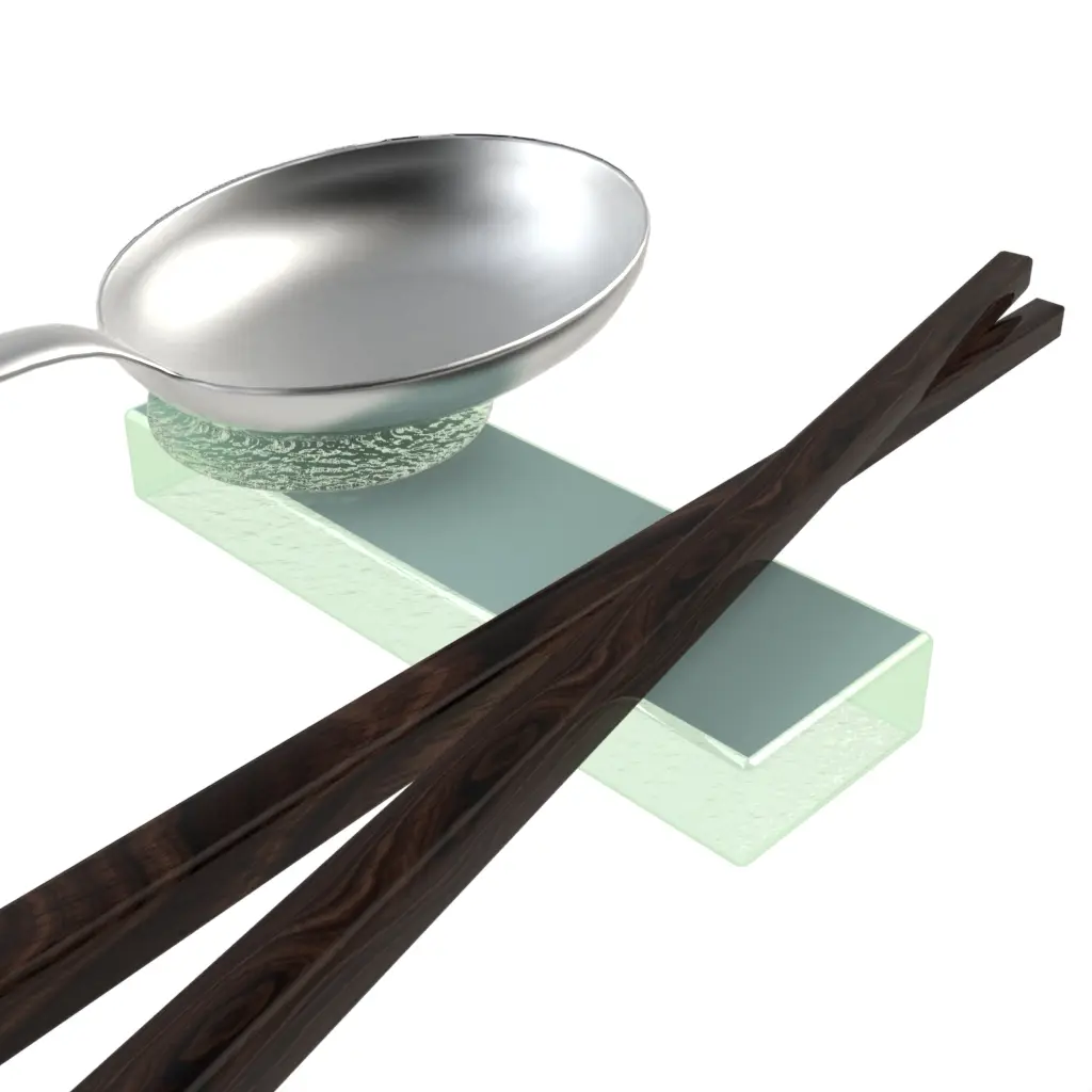 Spoon And Chopstick Rest in Aquamarine - Fine Dining Tableware - 3/4 View