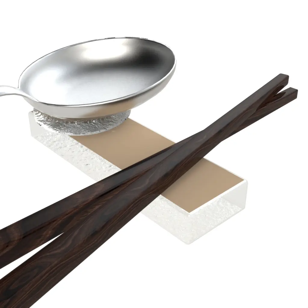 Spoon And Chopstick Rest in Almond Beige - Fine Dining Tableware - 3/4 View