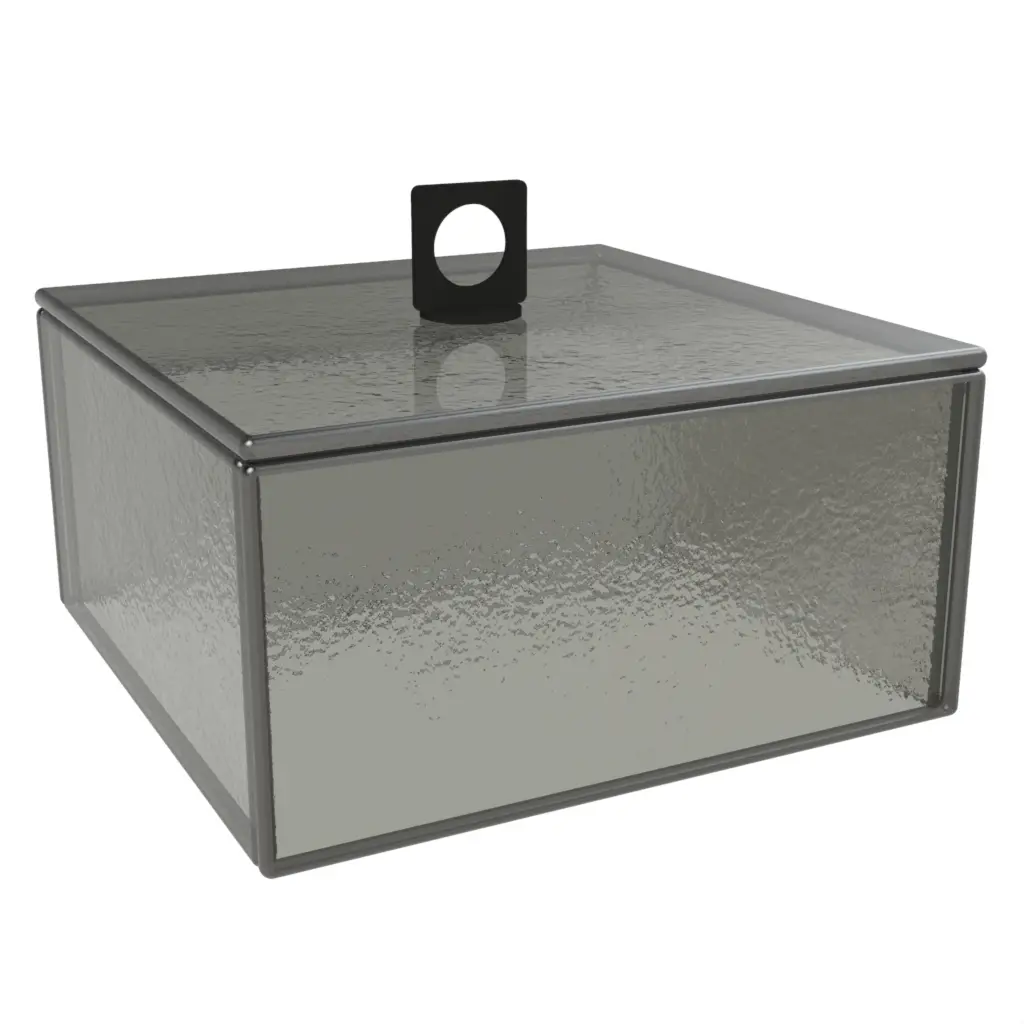Square Cake Dome in Gray Textured Glass - Cake Stands - 3/4 View