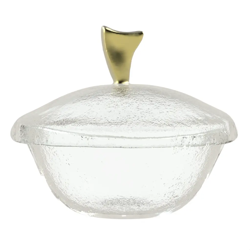 Sugar Bowl With Lid in Glass With Texture - Afternoon Tea Ware - 3/4 View
