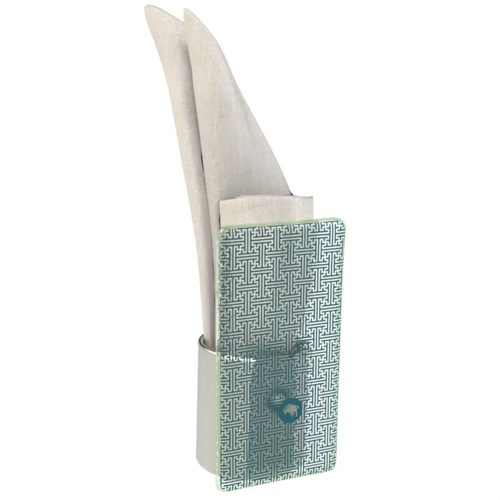 Table Napkin Ring in Jungle Blue - Fine Dining Tableware - 3/4 View