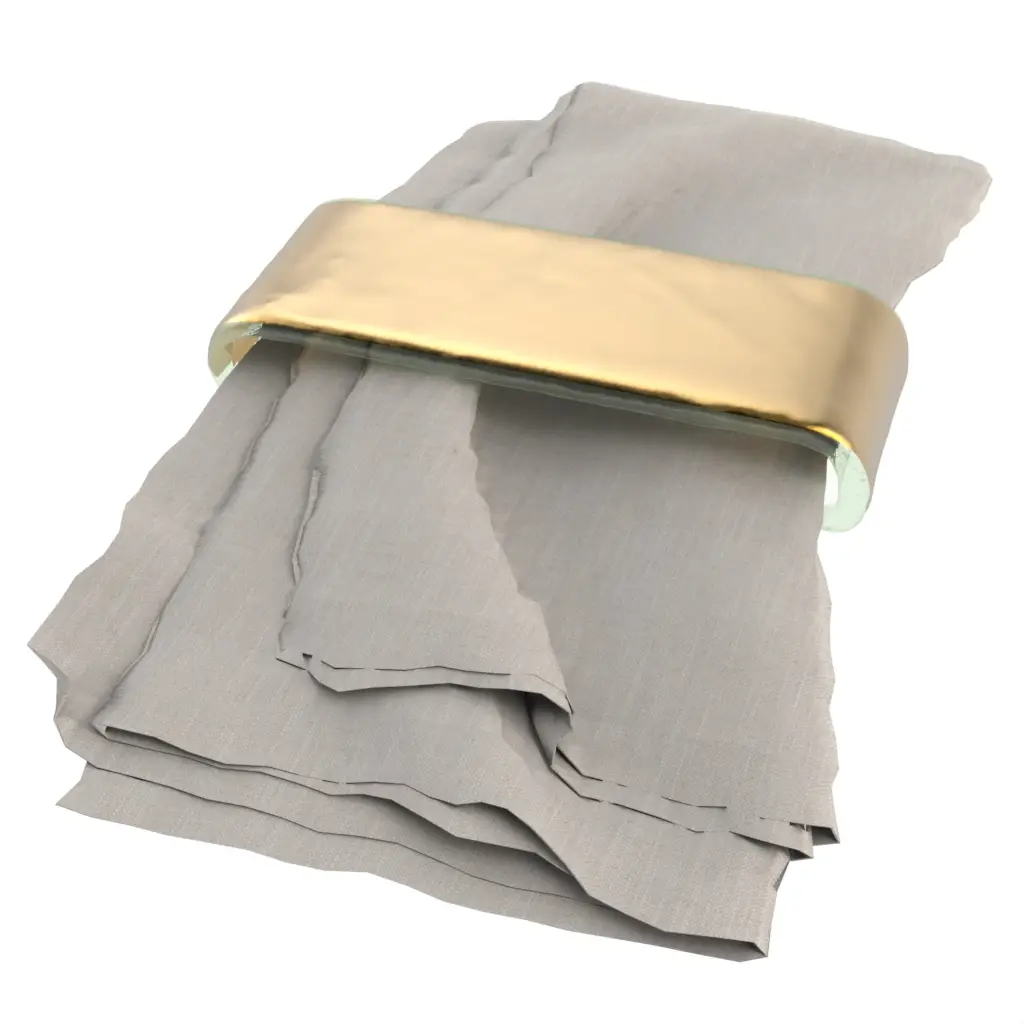 Table Napkin Ring in Pure Gold - Fine Dining Tableware - 3/4 View