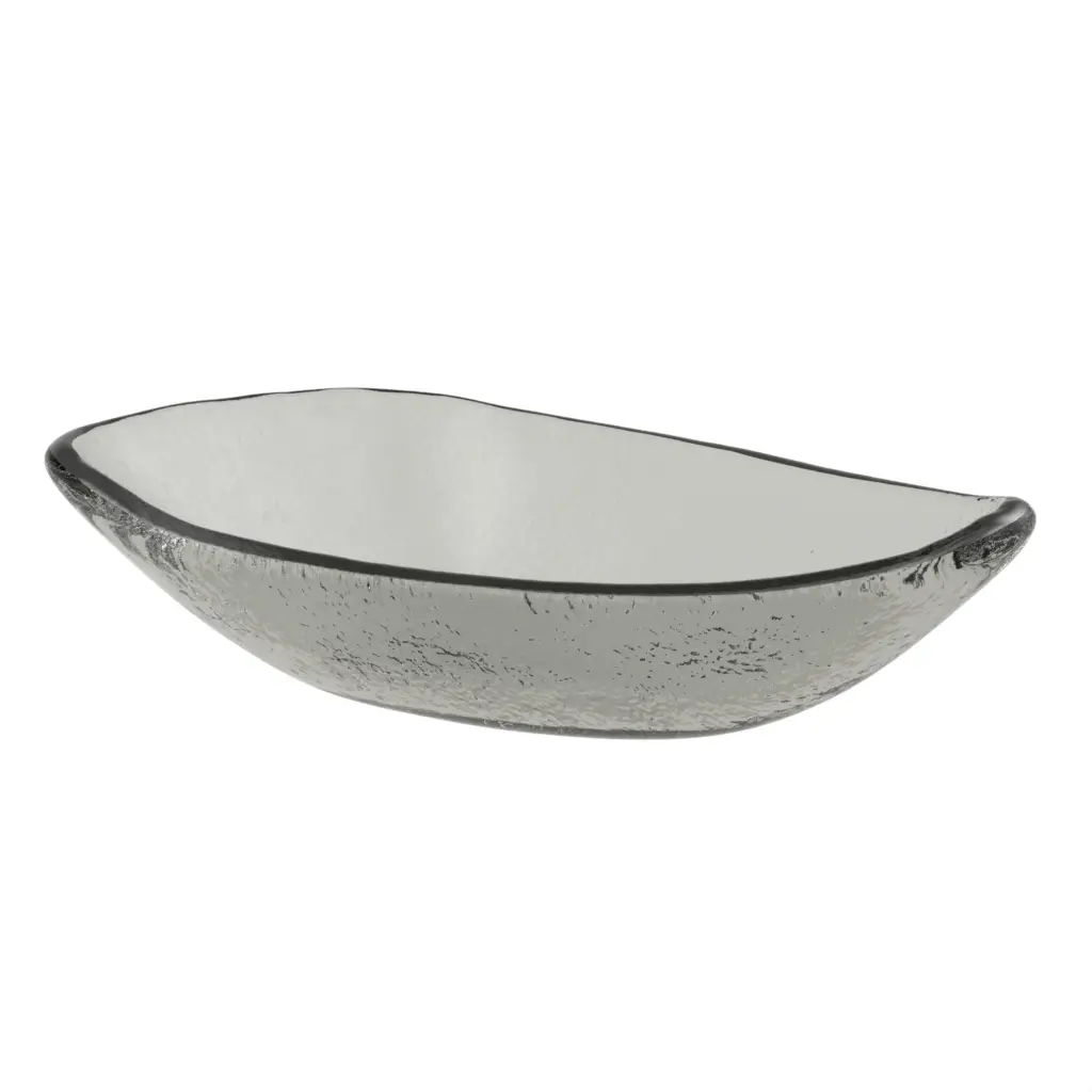 Tapas Bowl in Gray Textured Glass - Side Plates - 3/4 View