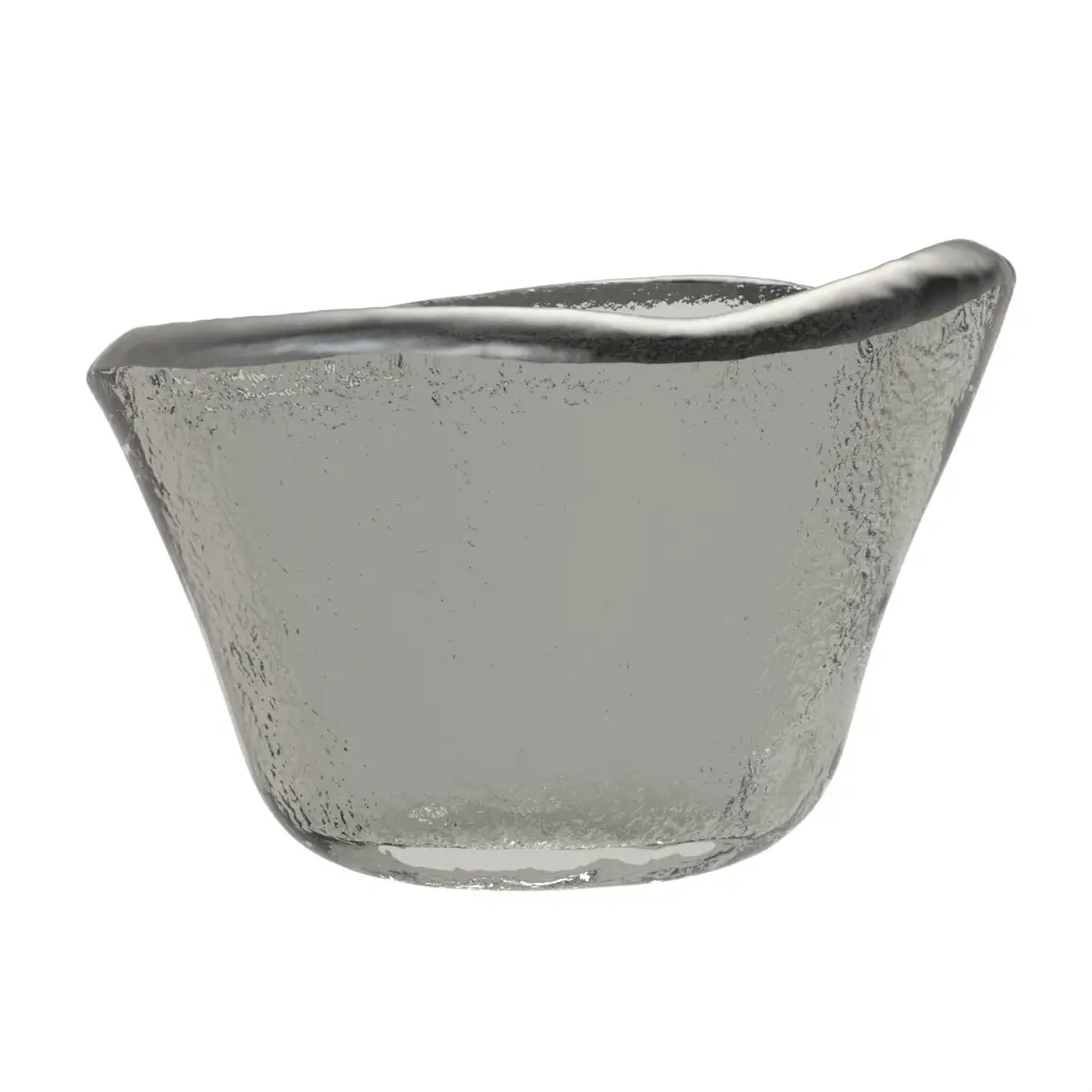 Tasting Bowl in Gray Textured Glass - Catering Serveware - 3/4 View
