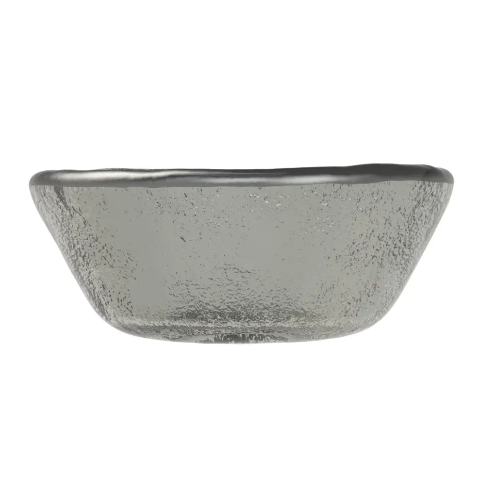 Tasting Bowl in Gray Textured Glass - Catering Serveware - 3/4 View