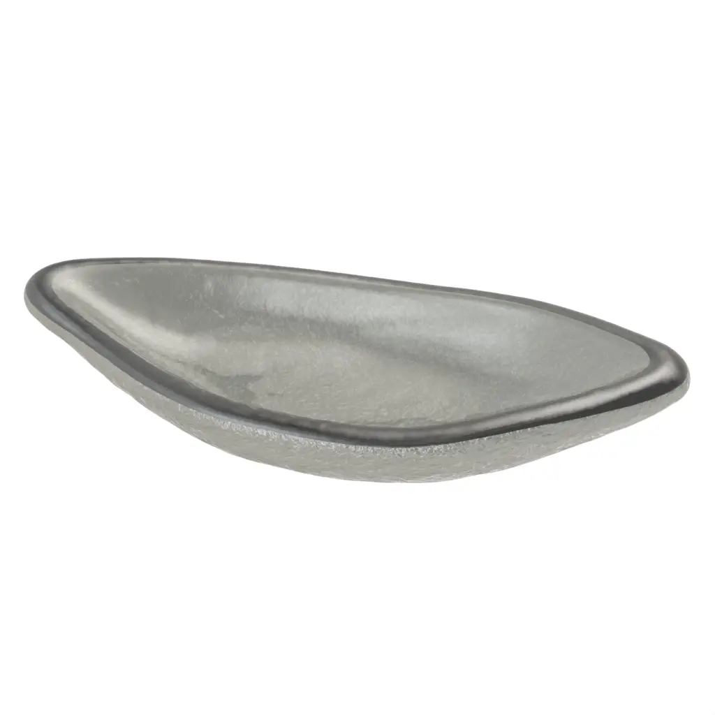 Tasting Plate in Gray Textured Glass - Catering Serveware - 3/4 View