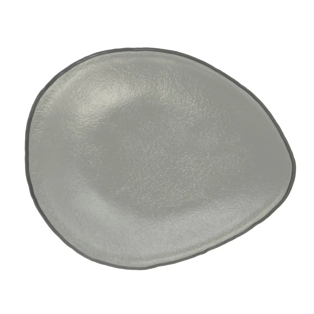Tasting Plate in Gray Textured Glass - Catering Serveware - 3/4 View