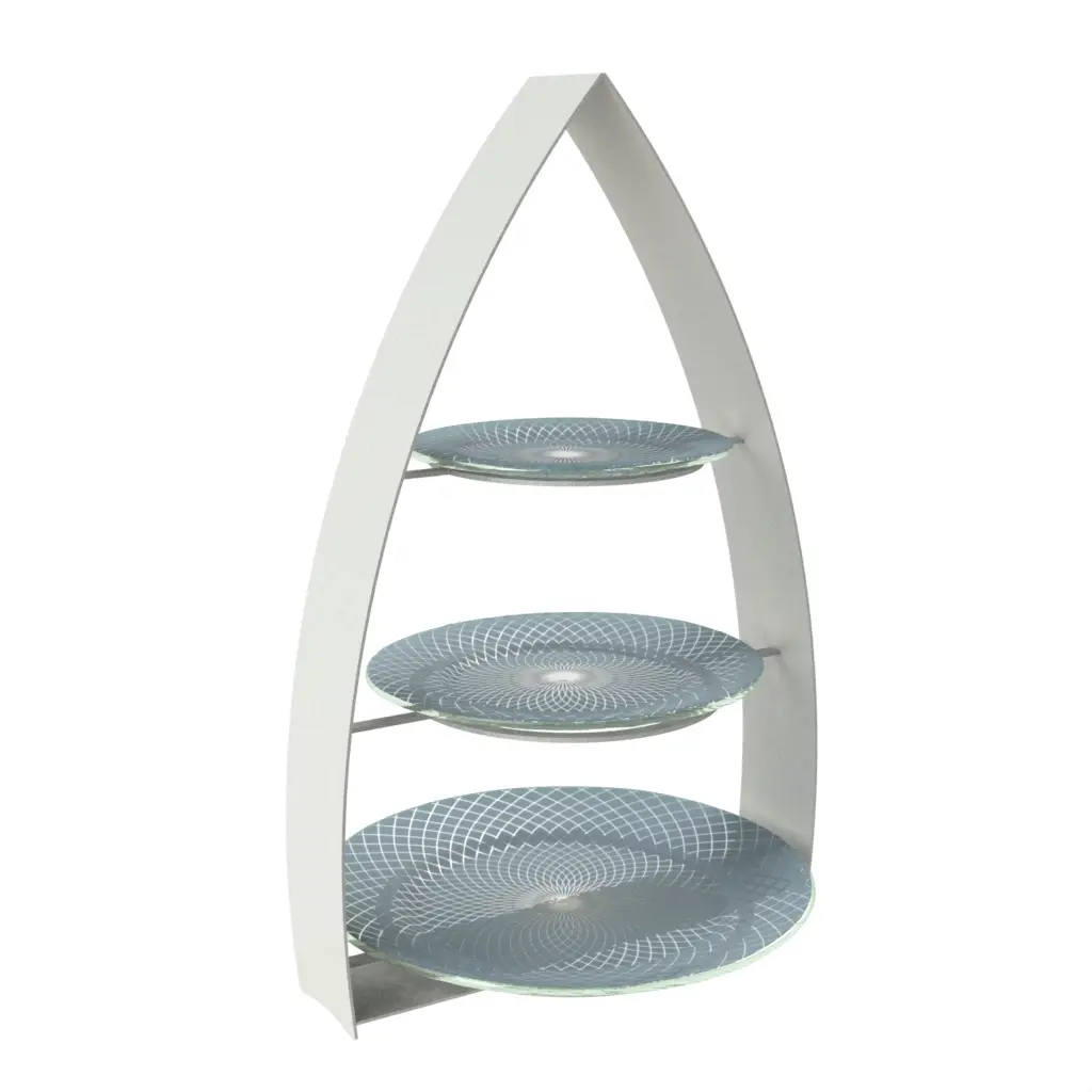 Three Tier Afternoon Tea Stand in Light Blue - Tea Stands - 3/4 View