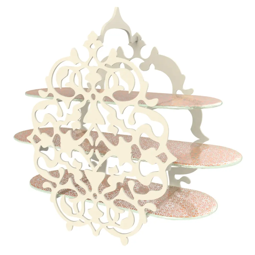 Three Tier Afternoon Tea Stand in Apricot Crush - Tea Stands - 3/4 View