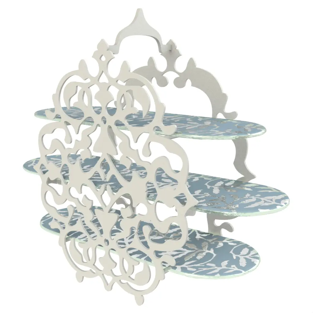 Three Tier Afternoon Tea Stand in Light Blue - Tea Stands - 3/4 View